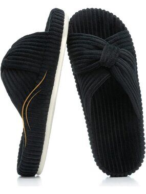 Women's Black Orthopaedic Arch Support Slippers Memory Foam House Casual